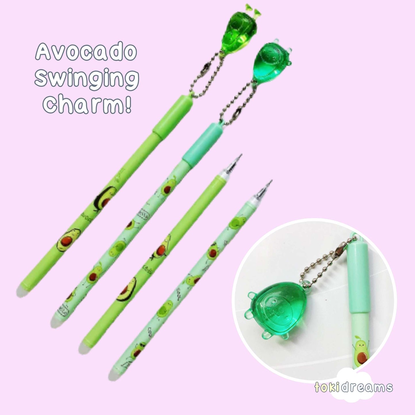 Avocado Fruit Gel Pen - 3D Swinging Charm