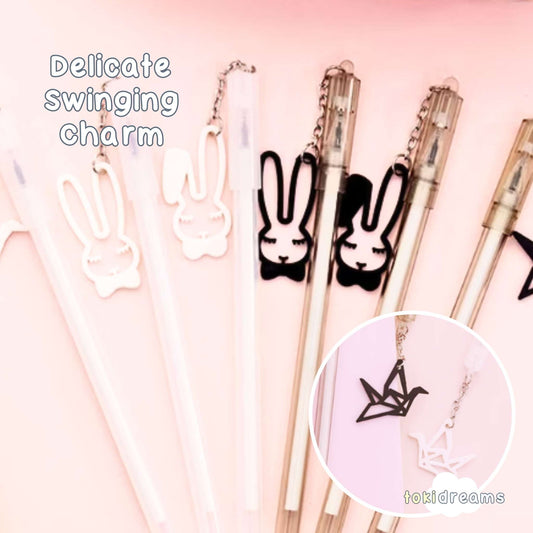 Set of Black and White Stencil Charm Bunny Rabbit and Elegant Swan Design.