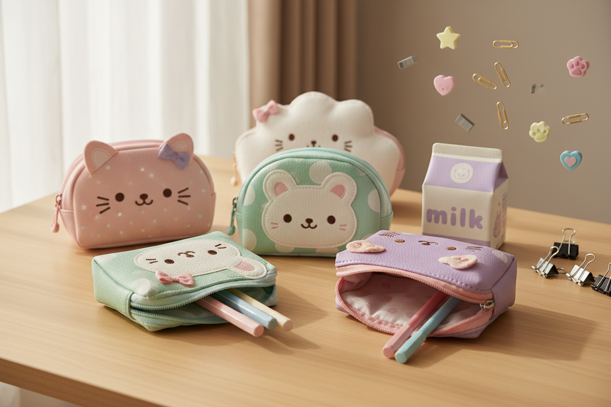 Expandable Pencil Case With Squishy Cat Stress Relief Toy