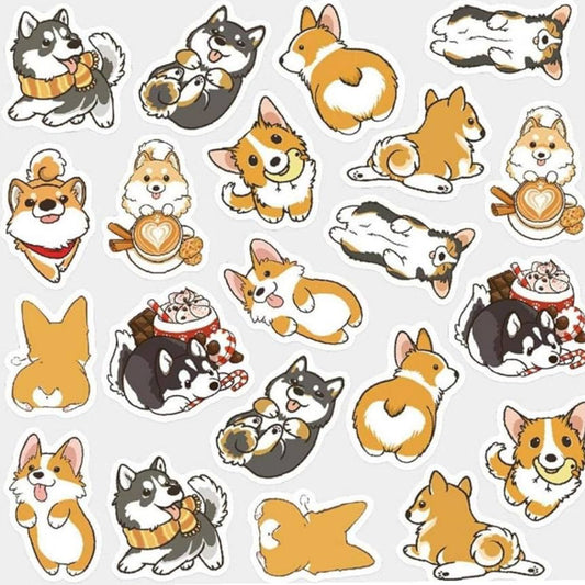 20pcs Corgi & Husky Dog Vinyl Stickers for Water Bottle Laptop