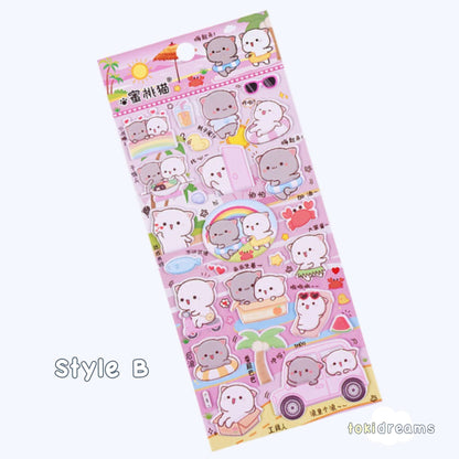 3D Squishy stickers featuring kawaii cats Peach and friend Goma