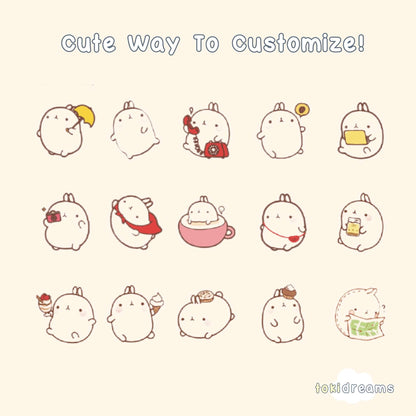 Set of cartoon bunny rabbit in different poses