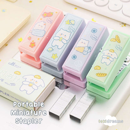A collection of mini staplers in various pastel colors, each with cute bear decorations